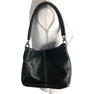 Tristano Onofri Vintage Black Pebbled Leather Shoulder Bag